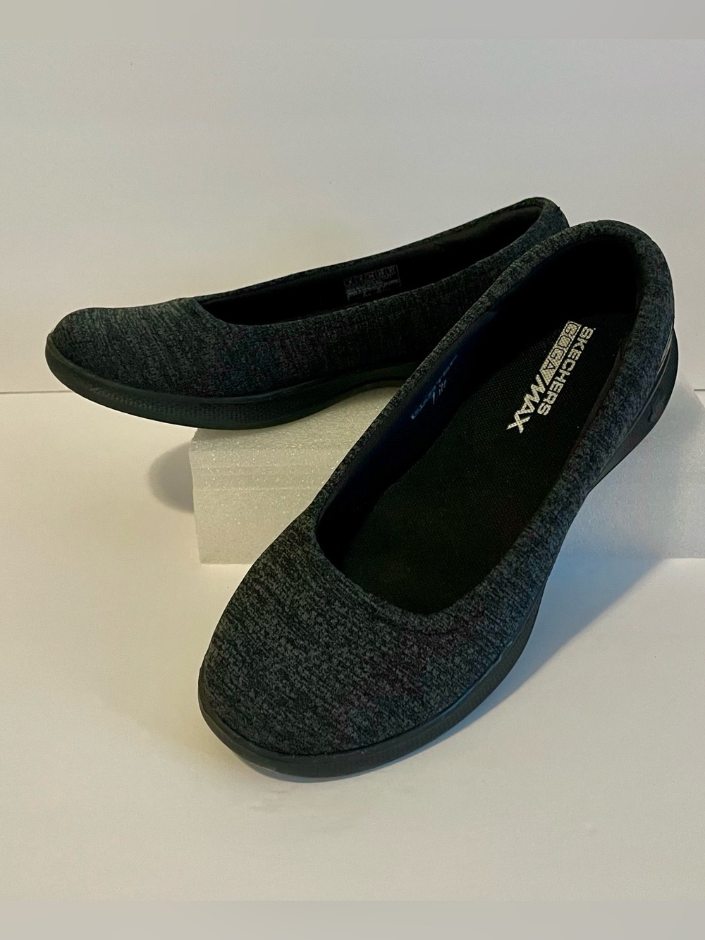 Skechers Women's Charcoal Black Slip-On Knit Flats